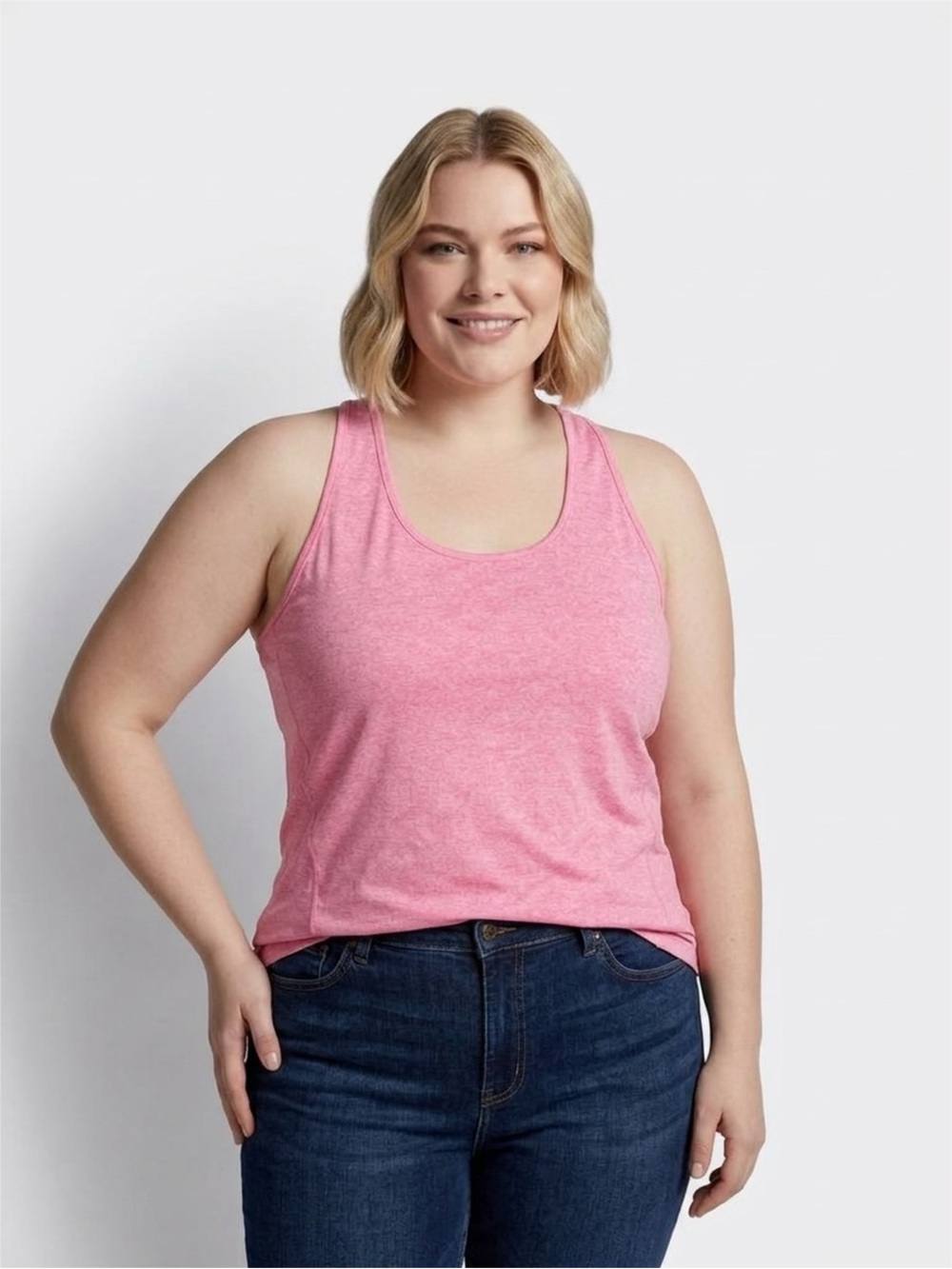 Amazon Heather Pink Scoop Neck Women's Tank Top